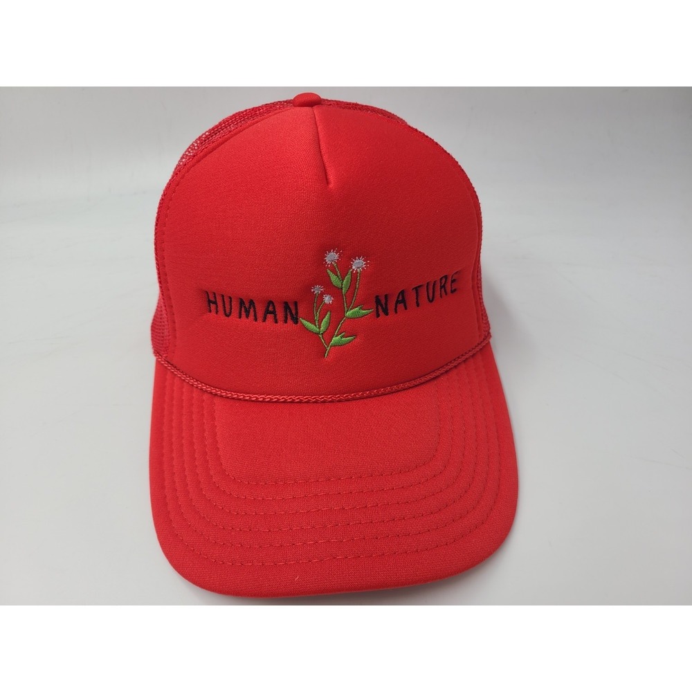 Human Nature Flowers Mesh Trucker Snapback Hat Cap Nature Outdoors Men Women Red